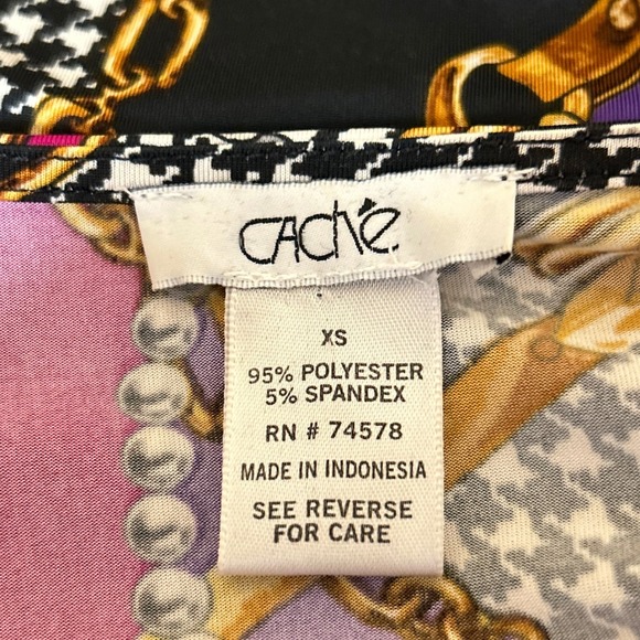 Cache Size XS Shirt Baroque Chain Houndstooth Wrap Purple Pink Ruched Y2K Bratz - Picture 3 of 10